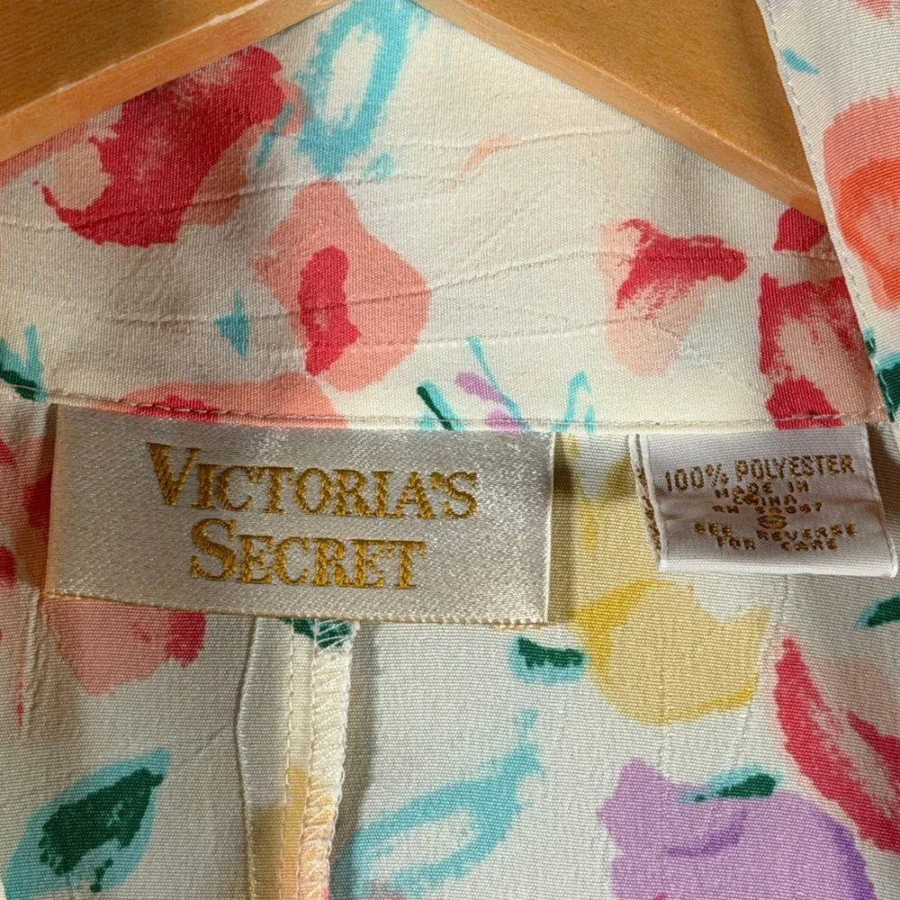 Vintage Victorias Secret Floral Pajama Set Small Sleeveless Top Short Gold Label
